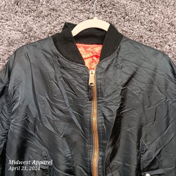 Vintage MA1 Black Flight Jacket‎ Reversible Orange Lining Camel Ciggarettes - Picture 2 of 16